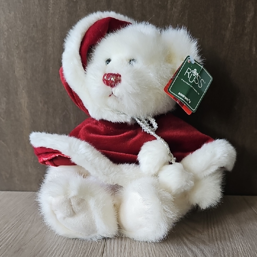 Vintage Russ Berrie Sugar Plum Velvet Hooded Cape Christmas‎ Bear